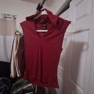 Guess Red Sleeveless Tank Top With Hoodie Womens Size S